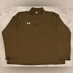 Under Armour 1/4 Zip Pullover Men’s Size Large Brown Team Tech Long Sleeve Shirt